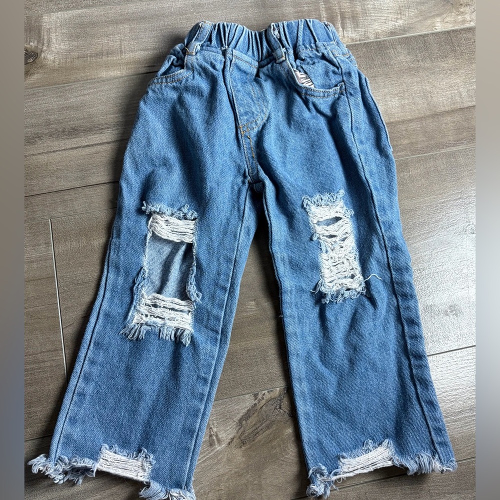 Toddler Distressed Blue Denim Jeans